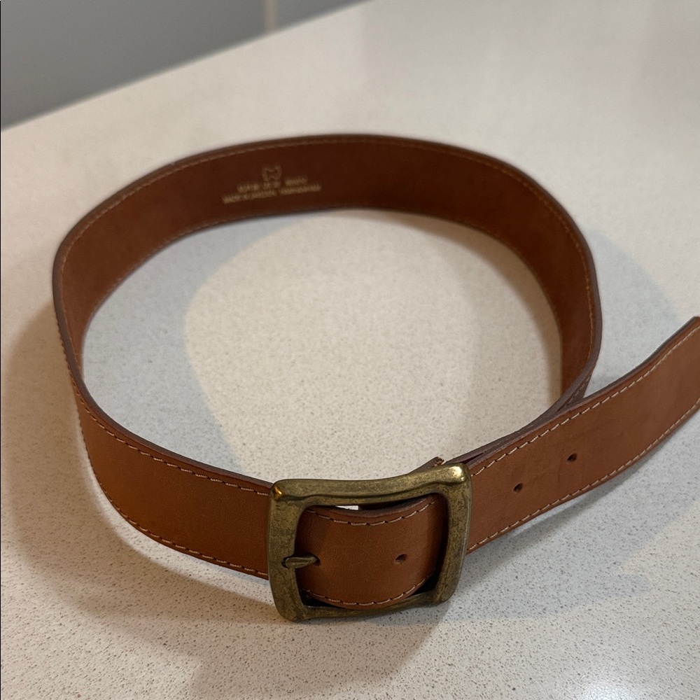HM Leathercraft Brown Leather Belt Bag with Brass Buckle